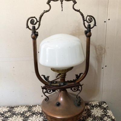 Awesome Brass Lamp With Milk Glass Shade