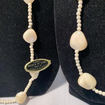 Mother of Pearl & Pearlescent Beaded Jewelry w/ 14K Pearl Studs (ST-HS)