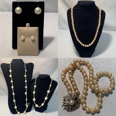 Mother of Pearl & Pearlescent Beaded Jewelry w/ 14K Pearl Studs (ST-HS)