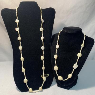 Mother of Pearl & Pearlescent Beaded Jewelry w/ 14K Pearl Studs (ST-HS)