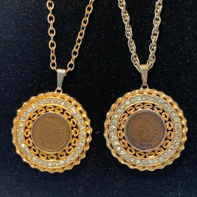 Two Indian Head Penny Pendant Necklaces (ST-HS)