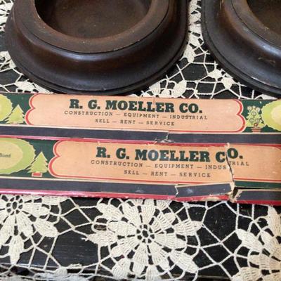 Match Books, Wood Covered Ashtray Holders Cigar Box.