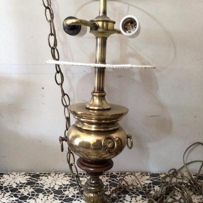 Brass Hanging Lamp With Large Amount of Hanging Metal Chain