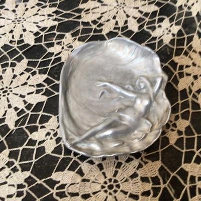 Art Nuevo Cast Aluminum Metal Tray with Nude