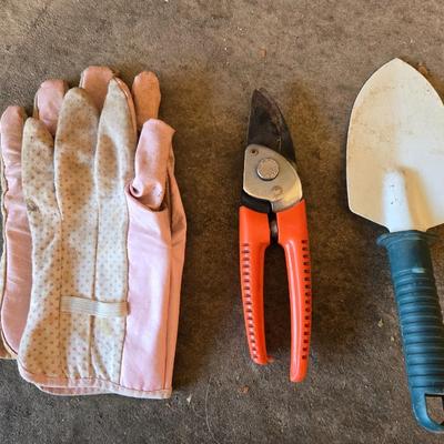 Gardening Shears, Spade, and Gloves