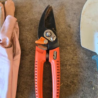 Gardening Shears, Spade, and Gloves