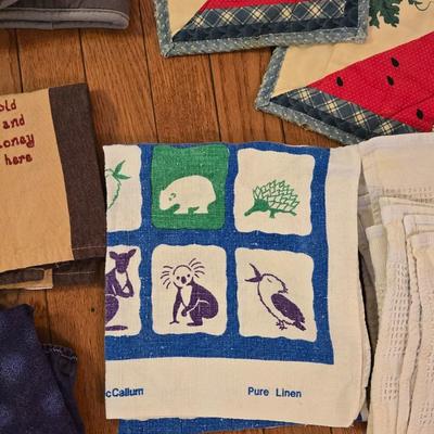 Pot Holders, Dish Towels, and Apron