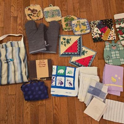 Pot Holders, Dish Towels, and Apron