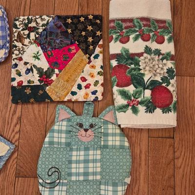 Pot Holders, Dish Towels, and Apron