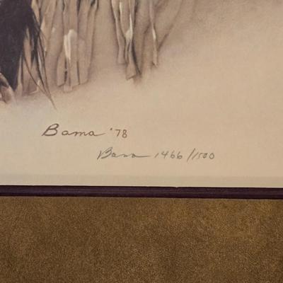 JAMES BAMA "Indian at Crow Fair" Double Signed Framed Artwork