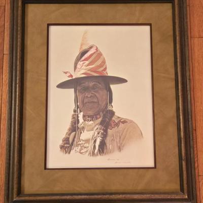 JAMES BAMA "Indian at Crow Fair" Double Signed Framed Artwork
