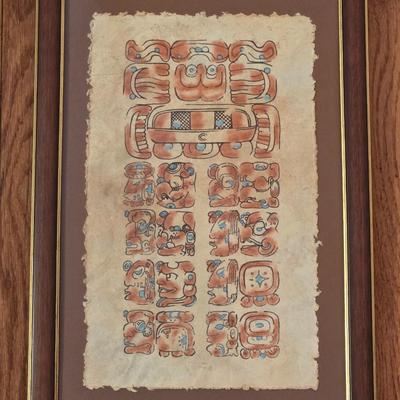 Framed Mayan Calender with Paperwork