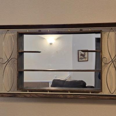 Mid Century Mirror Backed Wall Shelf