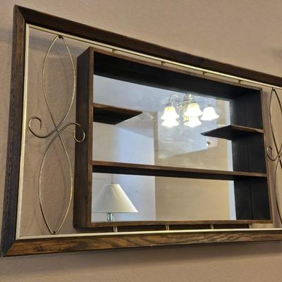 Mid Century Mirror Backed Wall Shelf