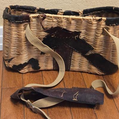 Antique Fishing Basket and Fly Reel