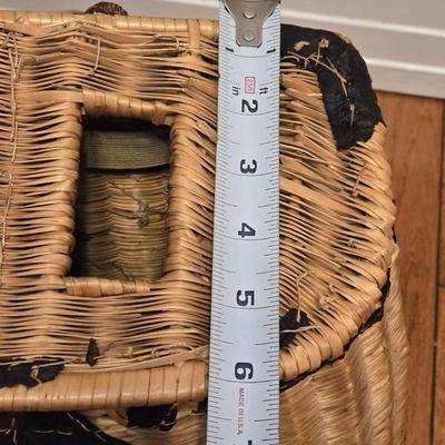Antique Fishing Basket and Fly Reel