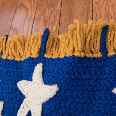 Vintage Crocheted American Flag Lap Blanket or Wall Hanging