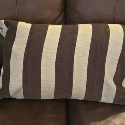 Brown and Tan Striped Feather Down Pillow