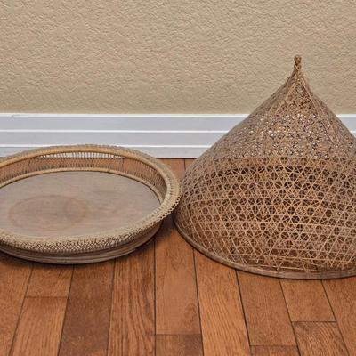 Vintage Thai Cane Covered Dish Holders