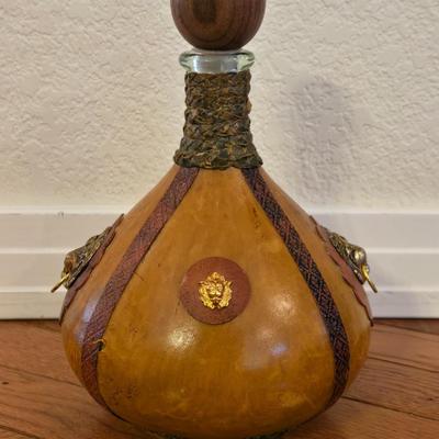 Vintage Italian Leather Covered Bottle