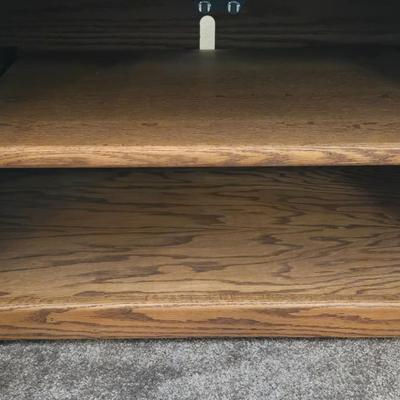 Television Stand with Pull Out Shelf and Glass Doors