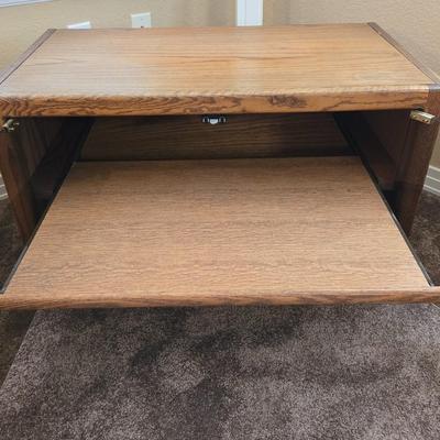 Television Stand with Pull Out Shelf and Glass Doors