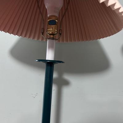 Pair of Green Metal Lamps with Pleated Shades (PB-BB)