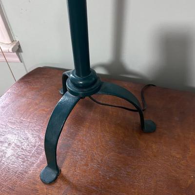 Pair of Green Metal Lamps with Pleated Shades (PB-BB)