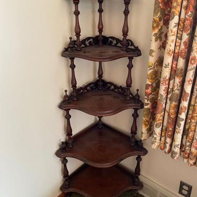 Wood corner tiered shelving