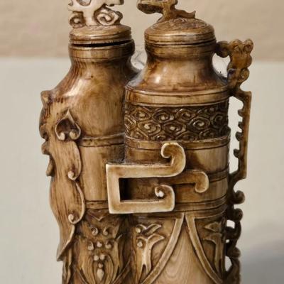 Antique Bone/Horn Carved Snuff Bottle