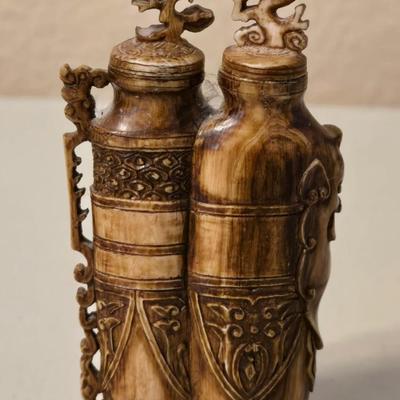 Antique Bone/Horn Carved Snuff Bottle