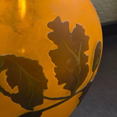 Stunning Cameo Art Glass Amber Vase