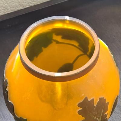 Stunning Cameo Art Glass Amber Vase