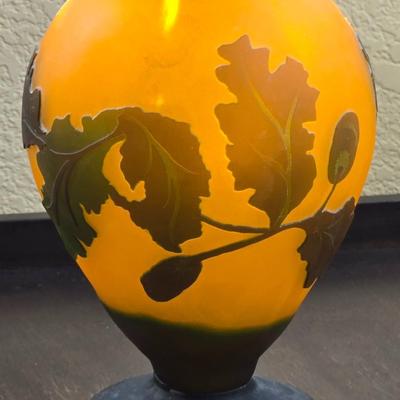 Stunning Cameo Art Glass Amber Vase