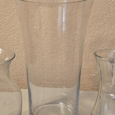 4 Clear Glass Vases