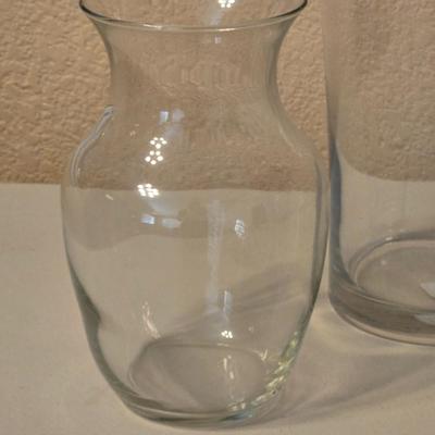 4 Clear Glass Vases