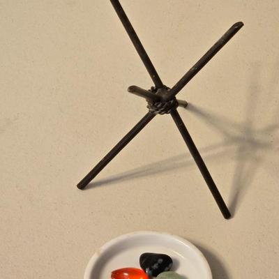 Mid Century Small Enamel Dish and Tripod Deco