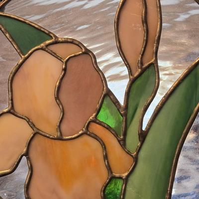 Round Hanging Stain Glass Iris