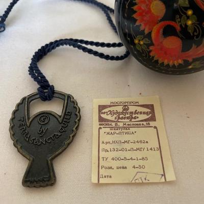 Blue bird necklace and ceramic with small trinket box