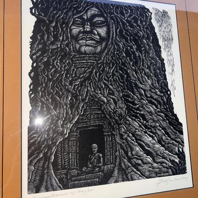 Fritz Eichenberg, Wood Engraving, "Remembrance of Angkor"
