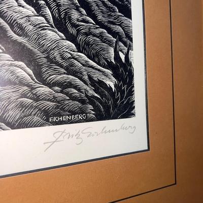 Fritz Eichenberg, Wood Engraving, "Remembrance of Angkor"