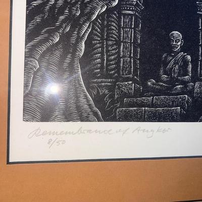 Fritz Eichenberg, Wood Engraving, "Remembrance of Angkor"