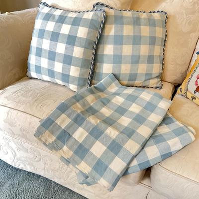 275 Blue and White Checkered Pillows and Window Treatments
