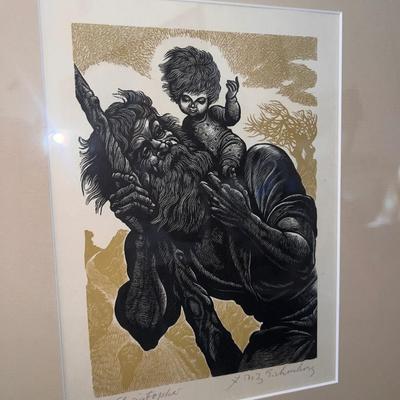 Fritz Eichenberg (American 1901-1990) St. Christopher, 1948 Wood engraving