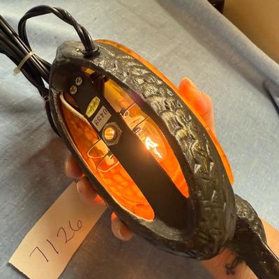 Amber glass mallard desk lamp