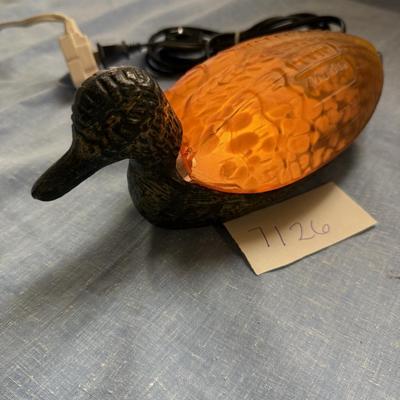 Amber glass mallard desk lamp