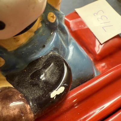 Red tractor cookie jar