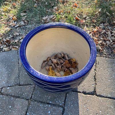 450 Lot of 3 Blue Glazed Planters