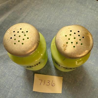 2 Jadeite shakers-flour & sugar