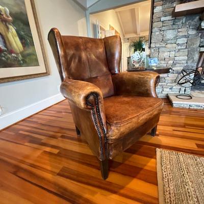 Sheep Skin Wing Back Leather Chair